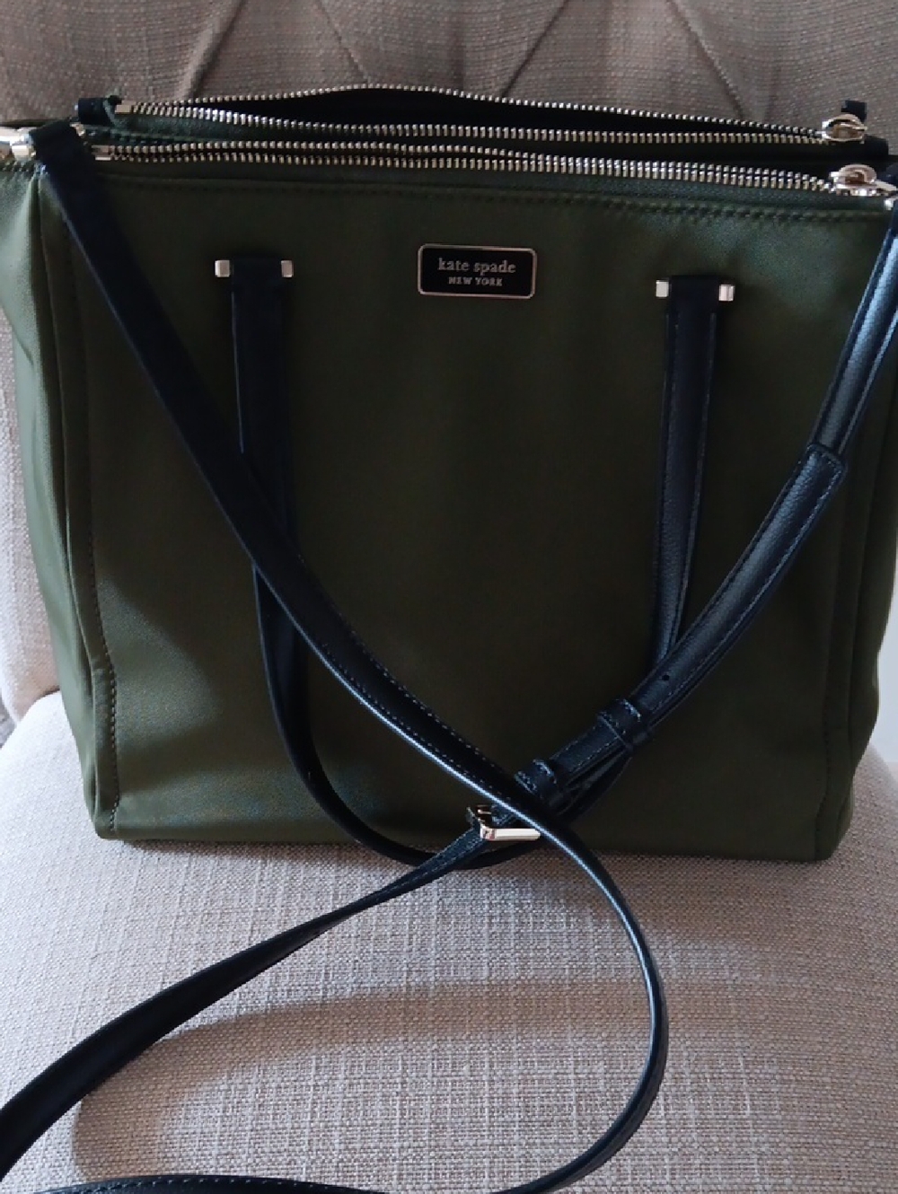 kate spade Olive Tote with Black Straps